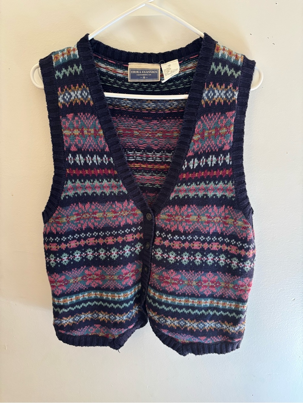 Navy Fair Isle V-Neck Sweater Vest